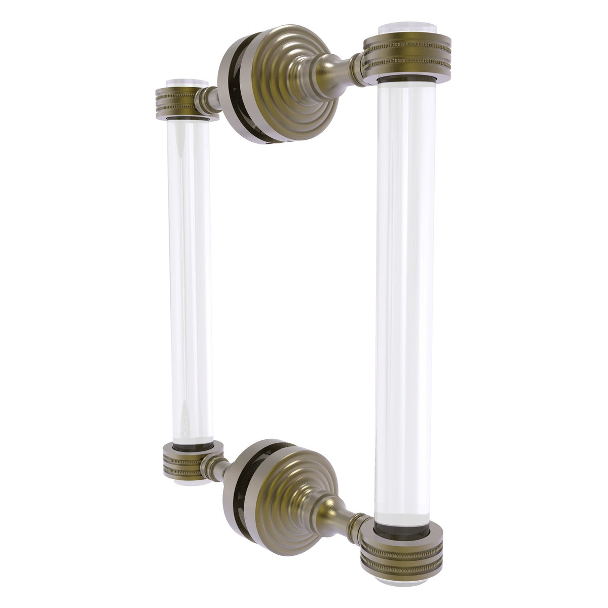 Allied Brass Pacific Grove 8.7" x 2.2" Antique Brass Solid Brass 8-Inch Back to Back Shower Door Pull With Dotted Accents