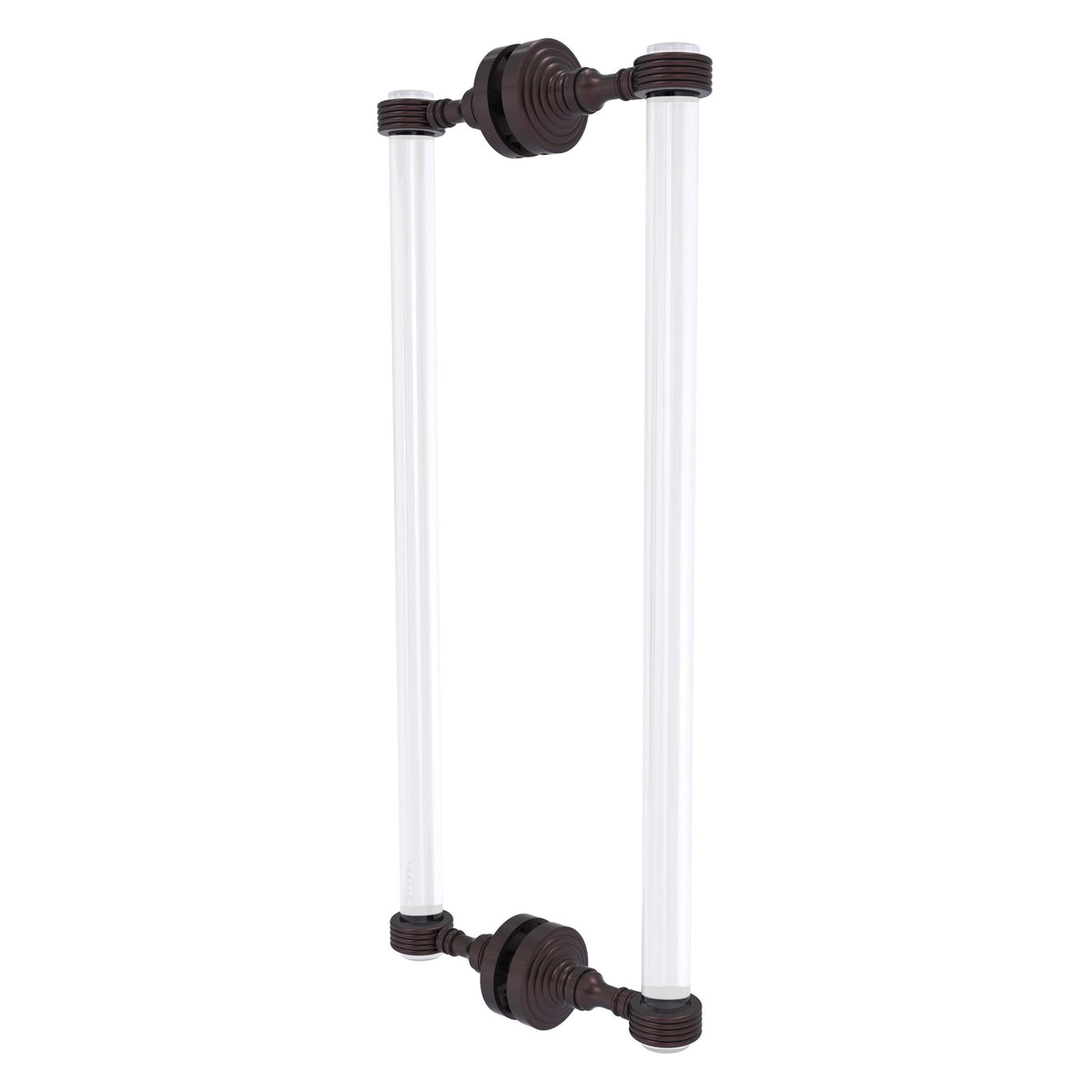 Allied Brass Pacific Grove 8.7" x 2.2" Antique Bronze Solid Brass 18-Inch Back to Back Shower Door Pull With Grooved Accents