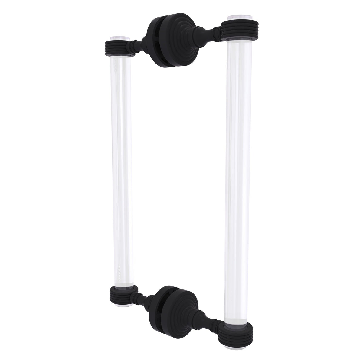 Allied Brass Pacific Grove 8.7" x 2.2" Matte Black Solid Brass 12-Inch Back-to-Back Shower Door Pull With Grooved Accents