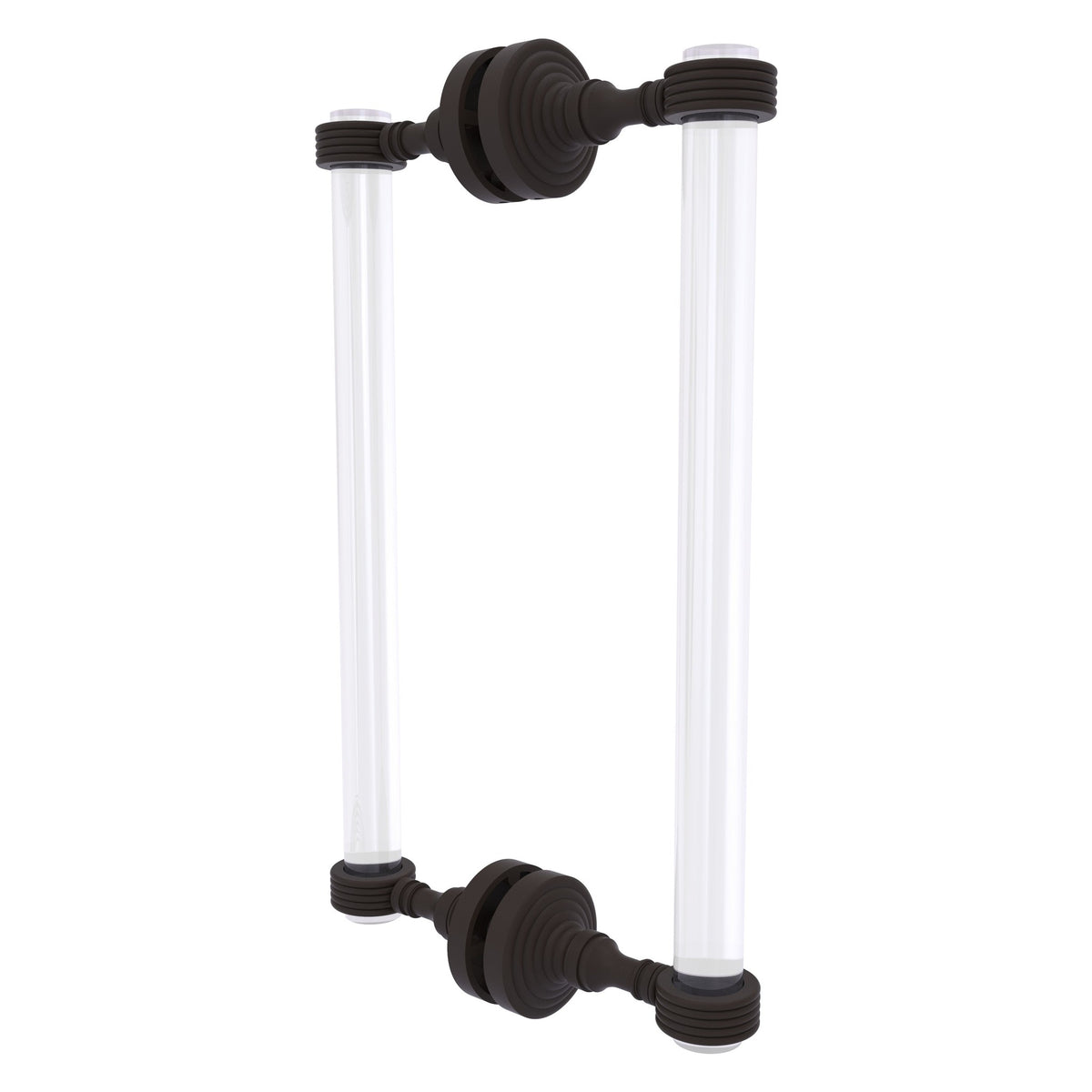 Allied Brass Pacific Grove 8.7" x 2.2" Oil Rubbed Bronze Solid Brass 12-Inch Back-to-Back Shower Door Pull With Grooved Accents