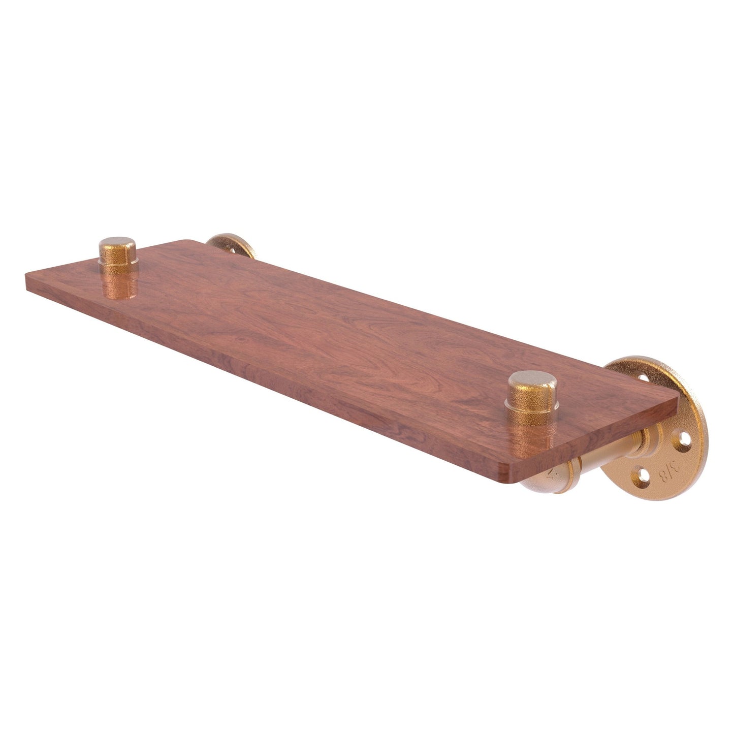 Allied Brass Pipeline 16" x 5.6" Brushed Bronze Solid Brass Ironwood Shelf