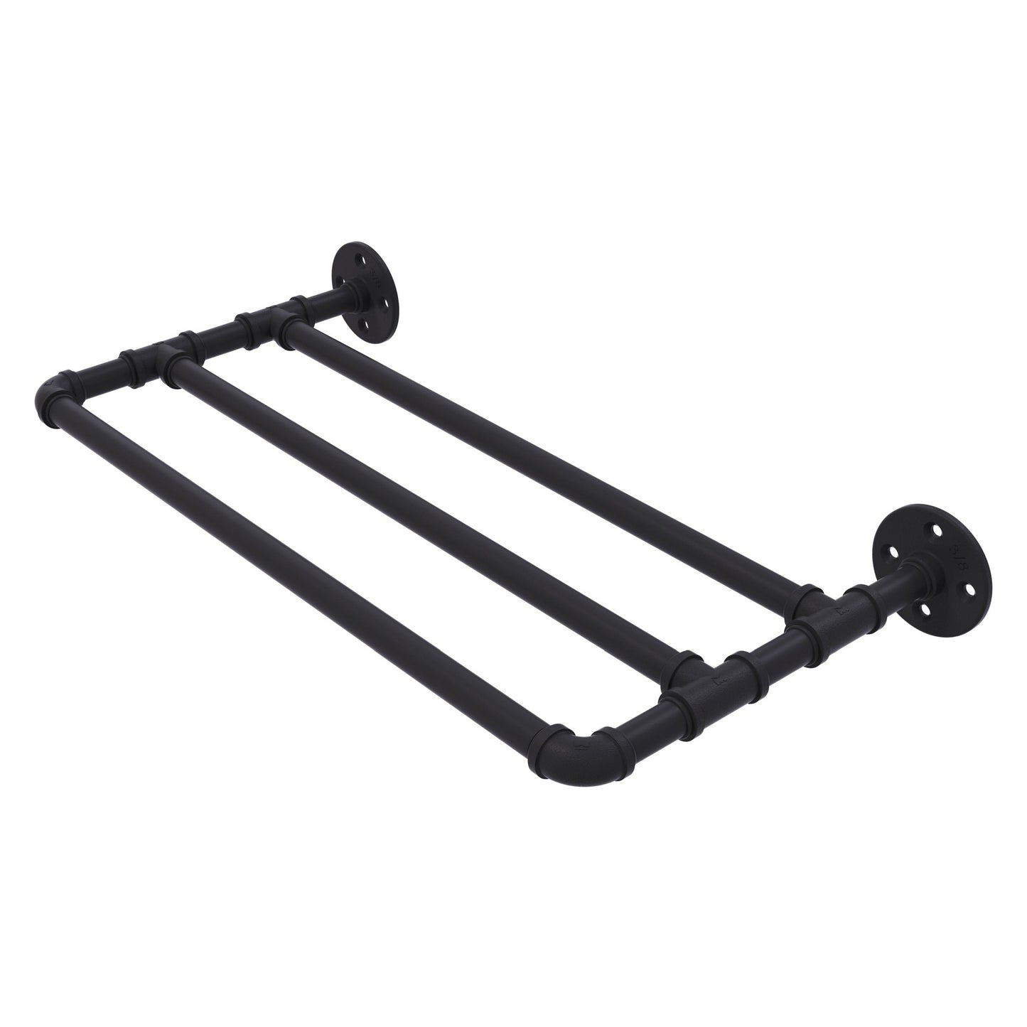 Allied Brass Pipeline 18" x 10.8" Matte Black Solid Brass Wall-Mounted Towel Shelf