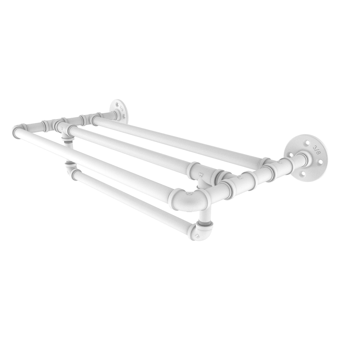 Allied Brass Pipeline 24" x 10.8" Matte White Solid Brass Wall-Mounted Towel Shelf With Towel Bar