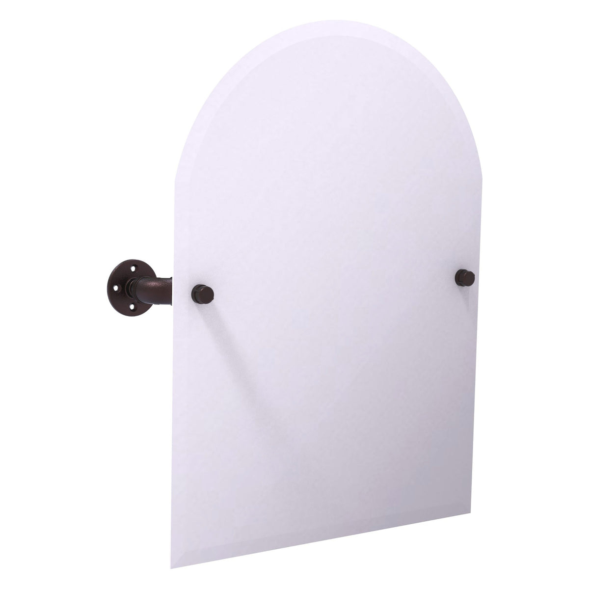 Allied Brass Pipeline 24.5" x 4.1" Antique Bronze Solid Brass Frameless Arched Top Wall-Mounted Tilt Mirror
