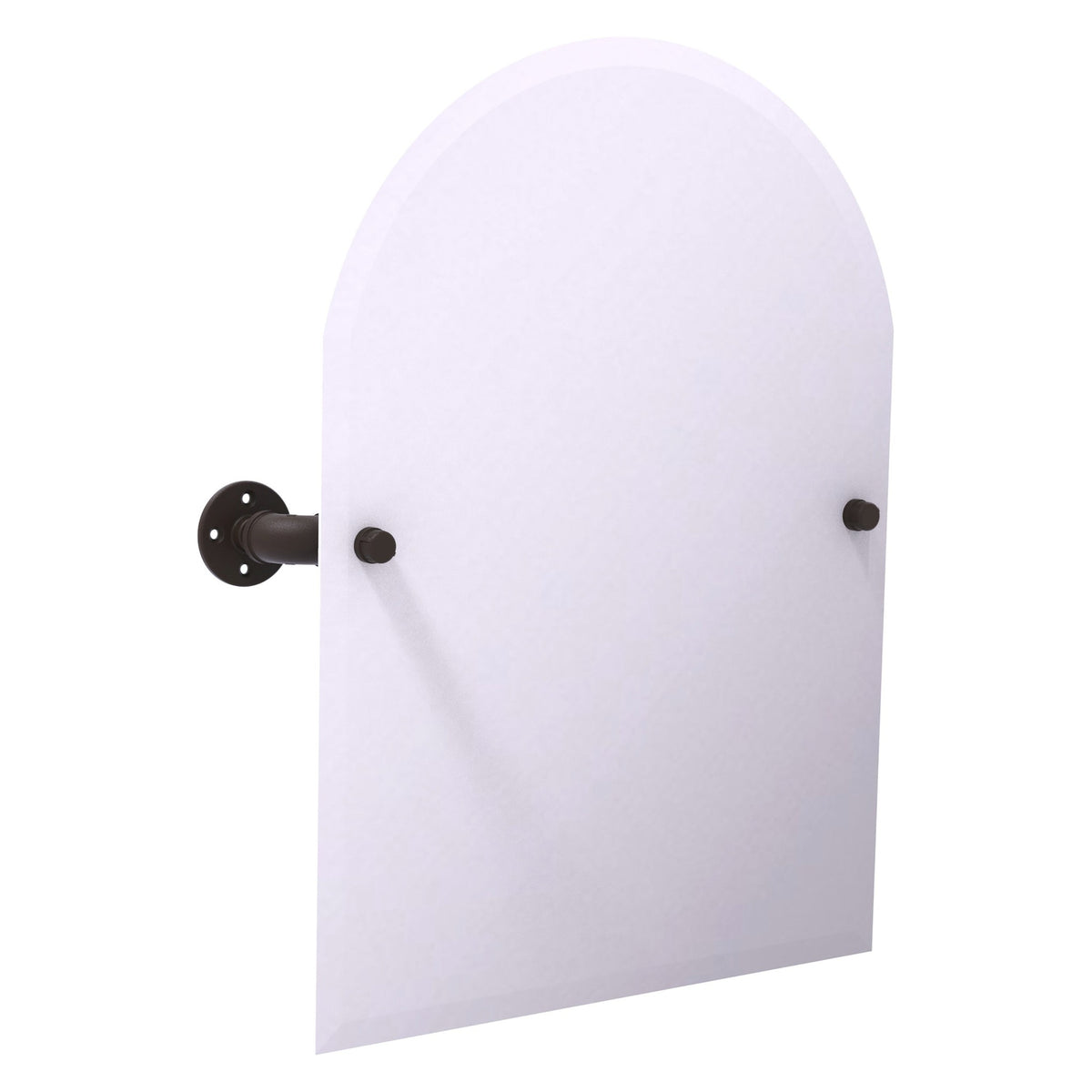 Allied Brass Pipeline 24.5" x 4.1" Matte Black Solid Brass Frameless Arched Top Wall-Mounted Tilt Mirror