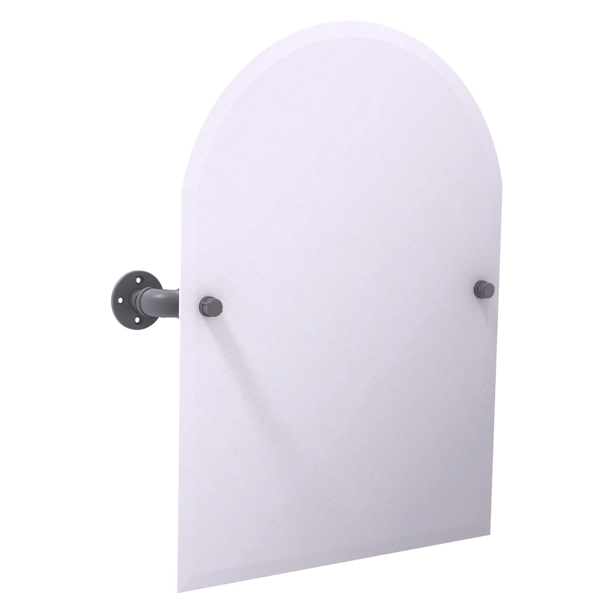 Allied Brass Pipeline 24.5" x 4.1" Matte Gray Solid Brass Frameless Arched Top Wall-Mounted Tilt Mirror
