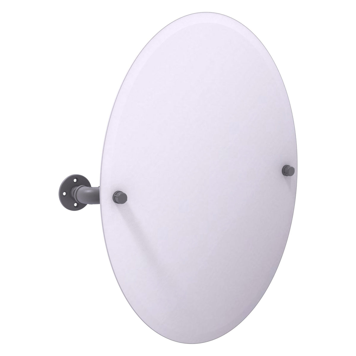 Allied Brass Pipeline 24.5" x 4.1" Matte Gray Solid Brass Frameless Oval Wall-Mounted Tilt Mirror