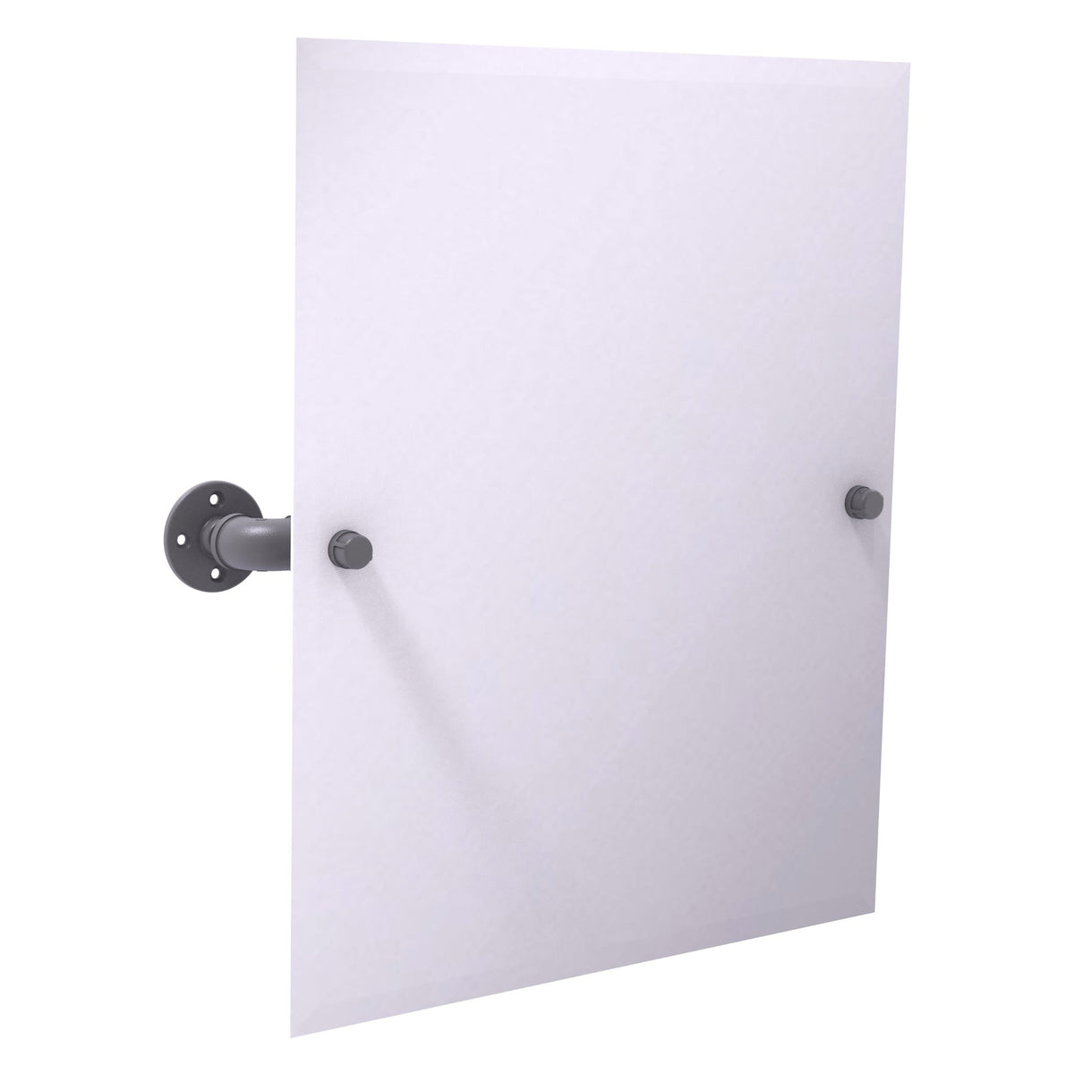 Allied Brass Pipeline 24.5" x 4.1" Matte Gray Solid Brass Frameless Rectangular Wall-Mounted Tilt Mirror