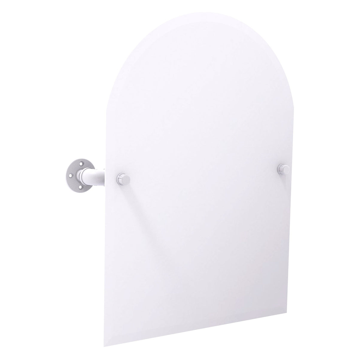 Allied Brass Pipeline 24.5" x 4.1" Matte White Solid Brass Frameless Arched Top Wall-Mounted Tilt Mirror