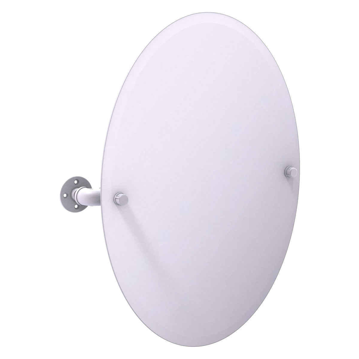 Allied Brass Pipeline 24.5" x 4.1" Matte White Solid Brass Frameless Oval Wall-Mounted Tilt Mirror