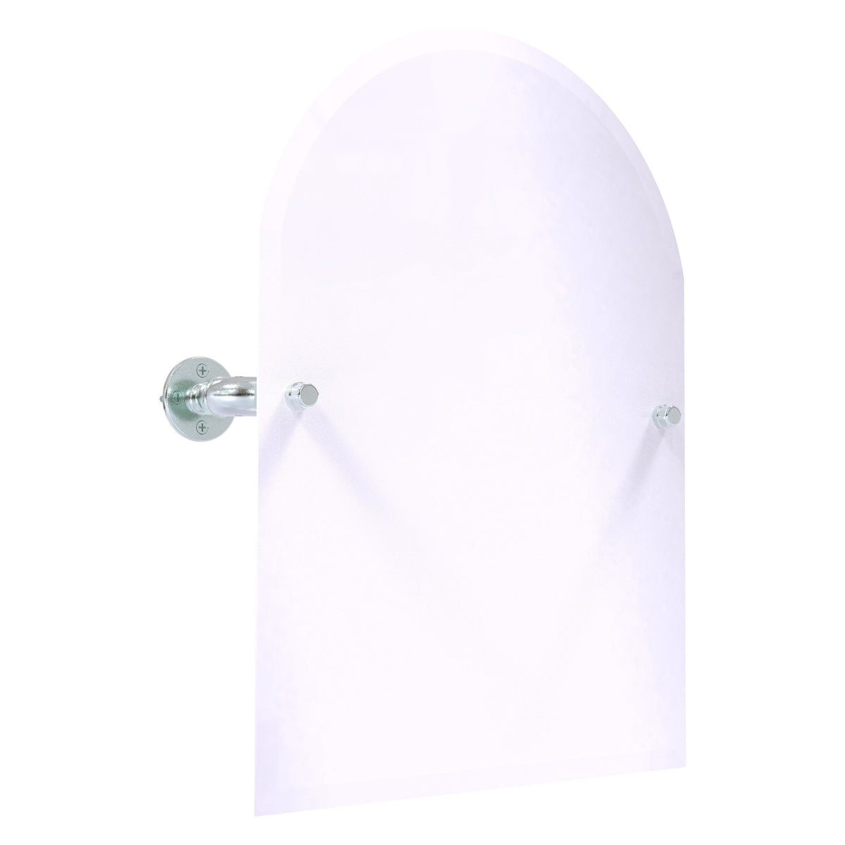 Allied Brass Pipeline 24.5" x 4.1" Polished Chrome Solid Brass Frameless Arched Top Wall-Mounted Tilt Mirror