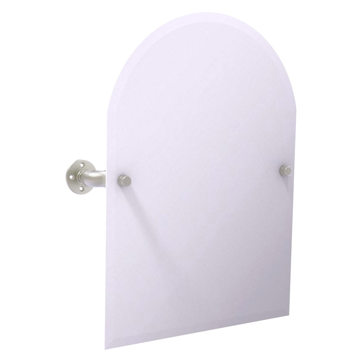 Allied Brass Pipeline 24.5" x 4.1" Satin Nickel Solid Brass Frameless Arched Top Wall-Mounted Tilt Mirror