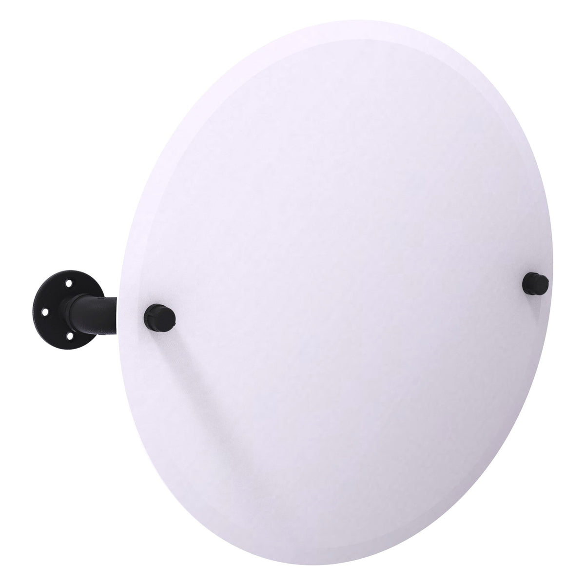 Allied Brass Pipeline 25.5" x 4.1" Matte Black Solid Brass Frameless Round Wall-Mounted Tilt Mirror