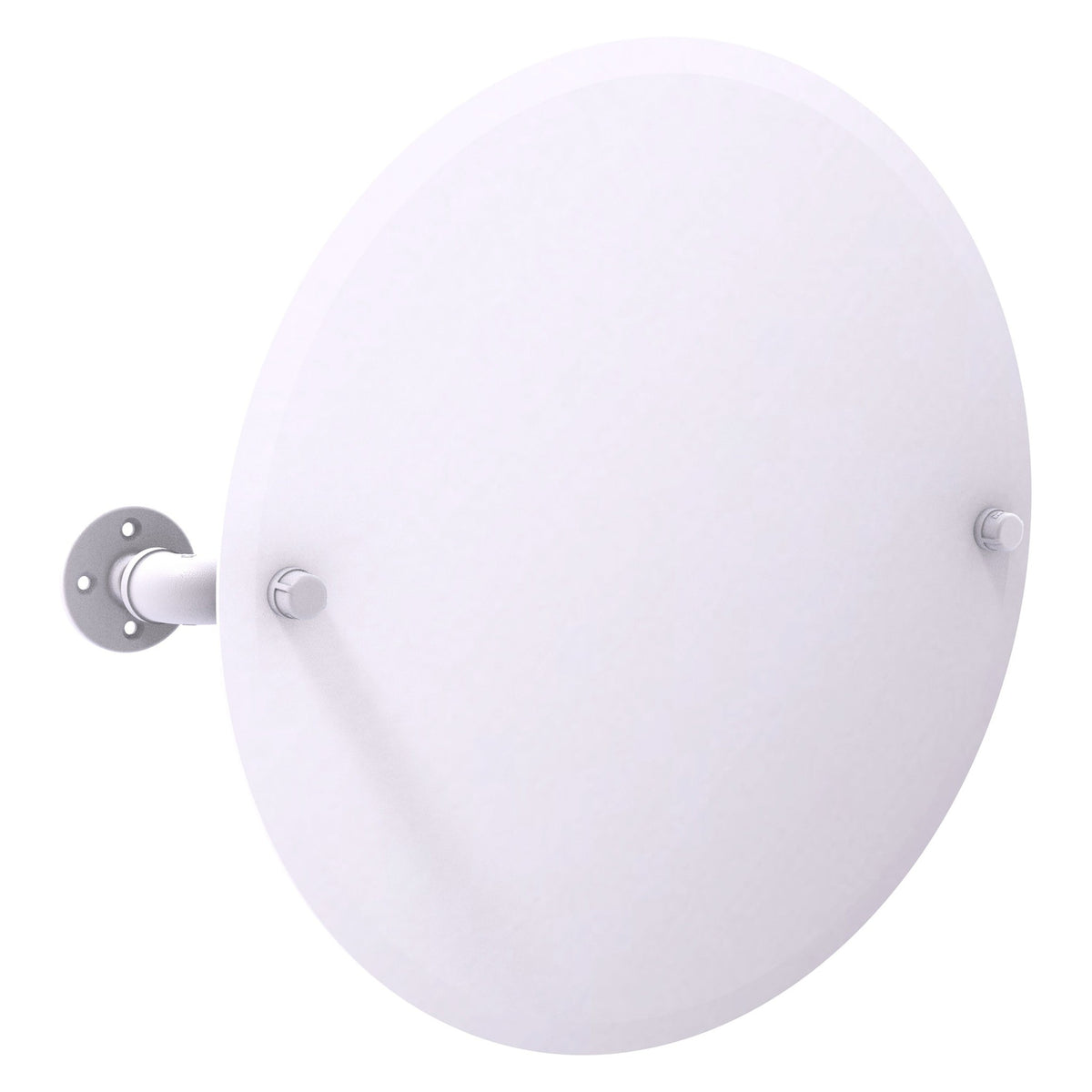 Allied Brass Pipeline 25.5" x 4.1" Matte White Solid Brass Frameless Round Wall-Mounted Tilt Mirror