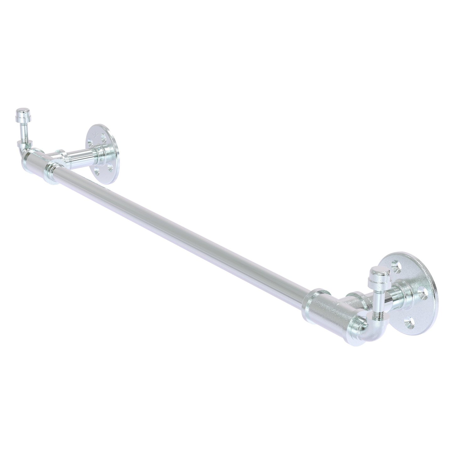 Allied Brass Pipeline 28.5" x 4" Polished Chrome Solid Brass Towel Bar With Integrated Hooks