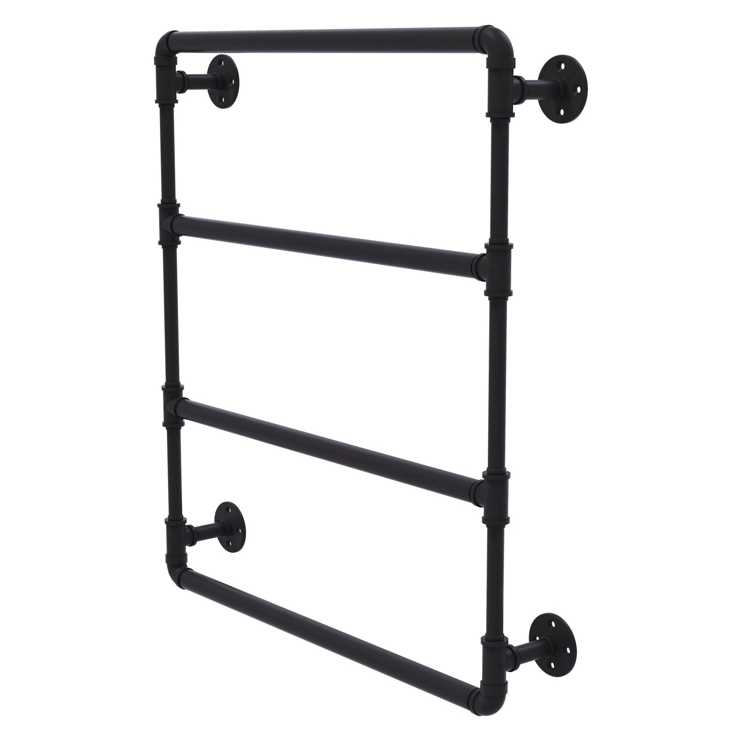 Allied Brass Pipeline 36" x 4.4" Matte Black Solid Brass Wall-Mounted Ladder Towel Bar