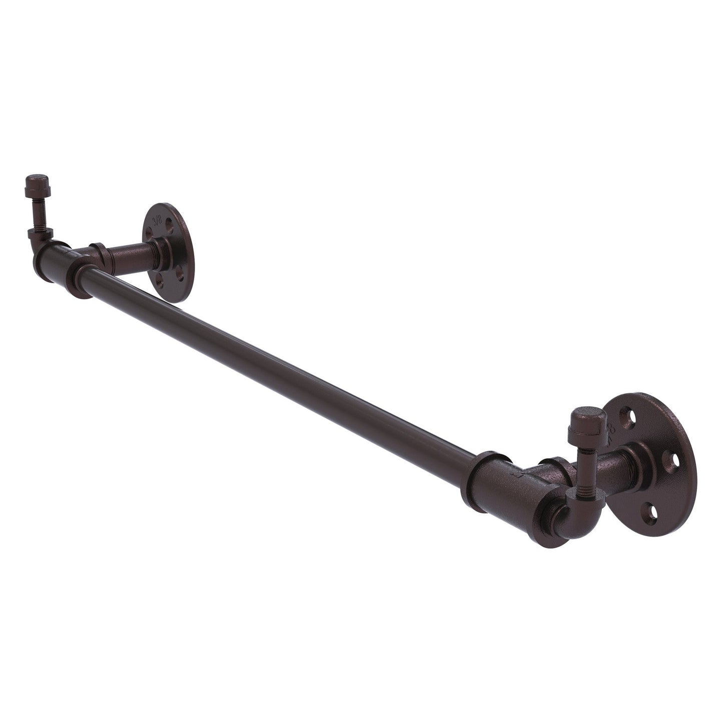 Allied Brass Pipeline 40.5" x 4" Antique Bronze Solid Brass Towel Bar With Integrated Hooks
