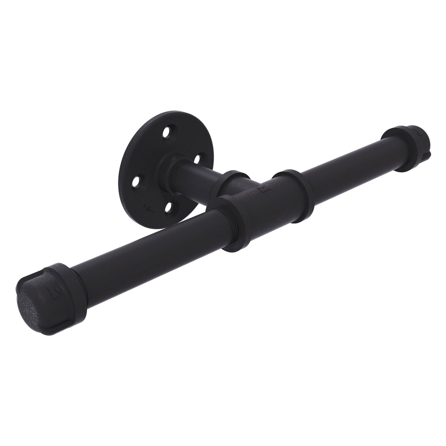 Allied Brass Pipeline 8" x 3.8" Matte Black Solid Brass Double Roll Toilet Paper Holder