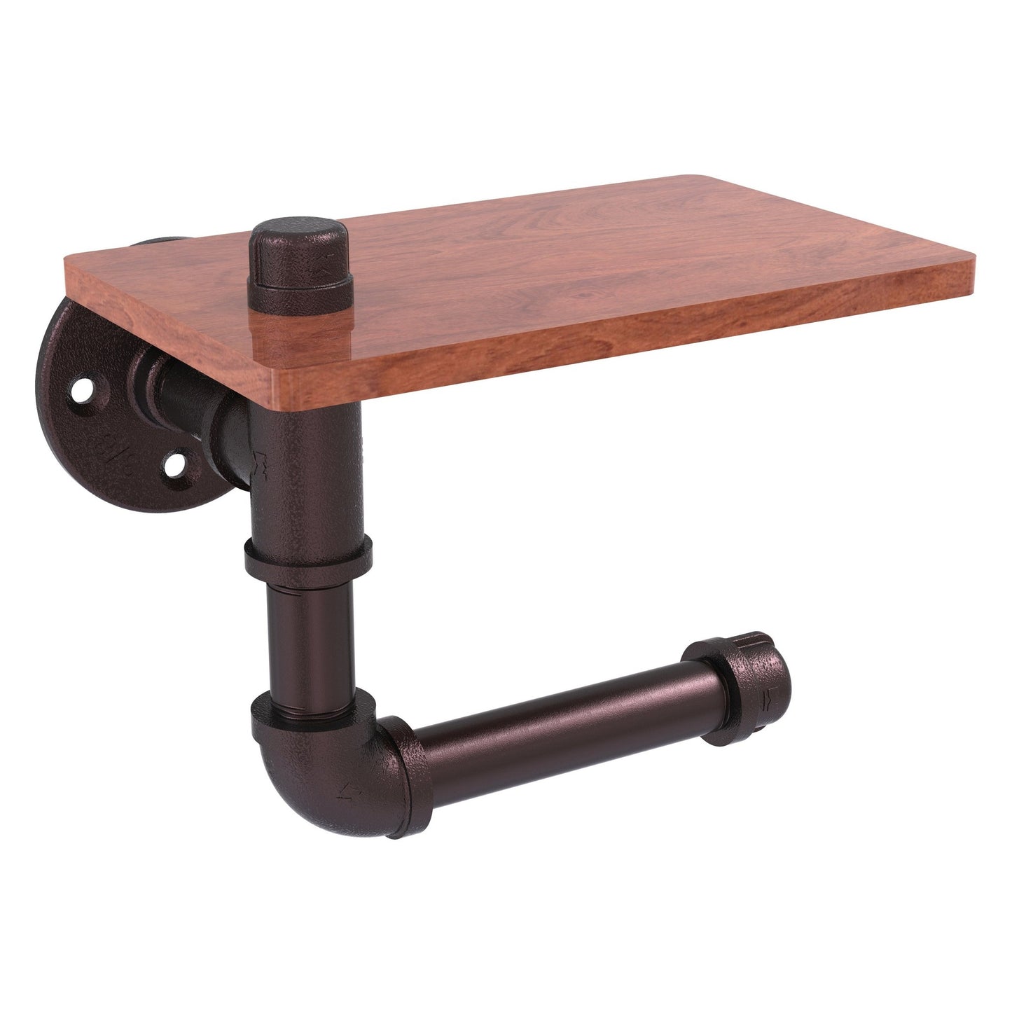 Allied Brass Pipeline 8.3" x 5.2" Antique Bronze Solid Brass Toilet Tissue Holder With Glass Shelf