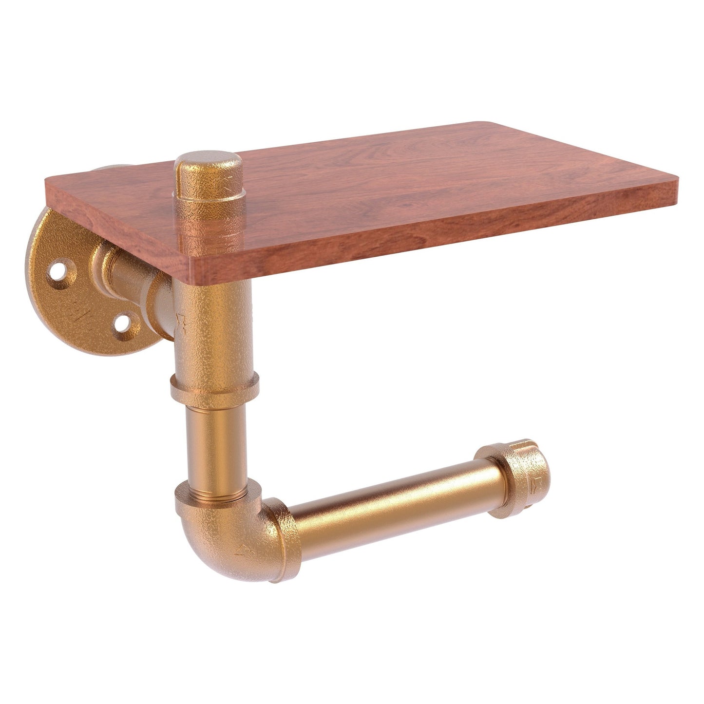 Allied Brass Pipeline 8.3" x 5.2" Brushed Bronze Solid Brass Toilet Tissue Holder With Glass Shelf