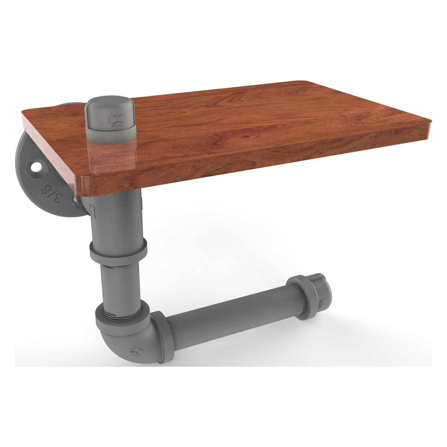 Allied Brass Pipeline 8.3" x 5.2" Matte Gray Solid Brass Toilet Tissue Holder With Glass Shelf