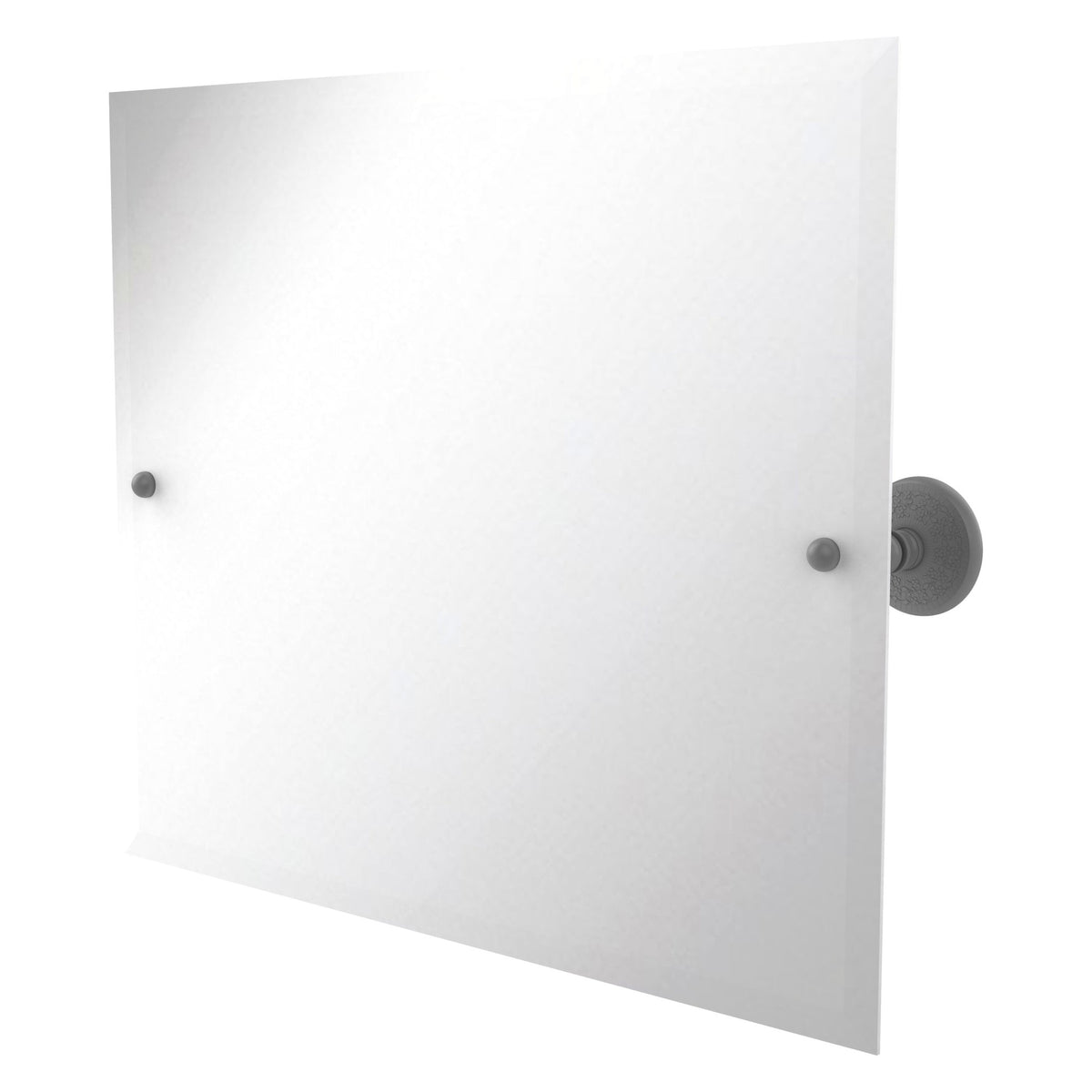 Allied Brass Prestige Monte Carlo 21" x 26" Matte Gray Solid Brass Frameless Landscape Rectangular Tilt Mirror With Beveled Edge