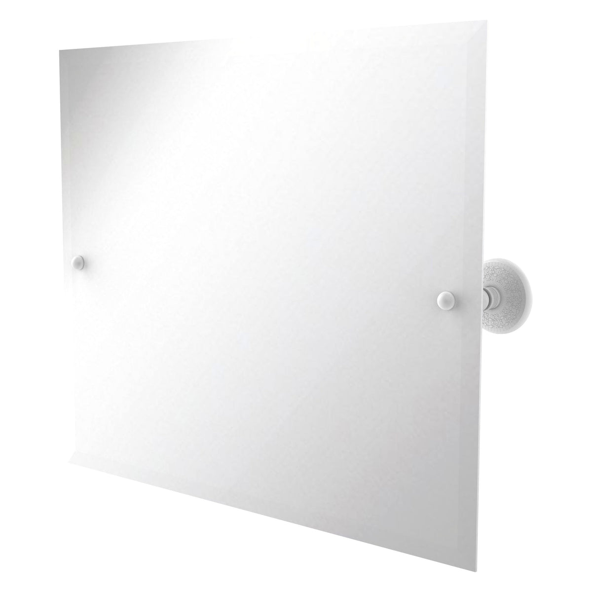Allied Brass Prestige Monte Carlo 21" x 26" Matte White Solid Brass Frameless Landscape Rectangular Tilt Mirror With Beveled Edge