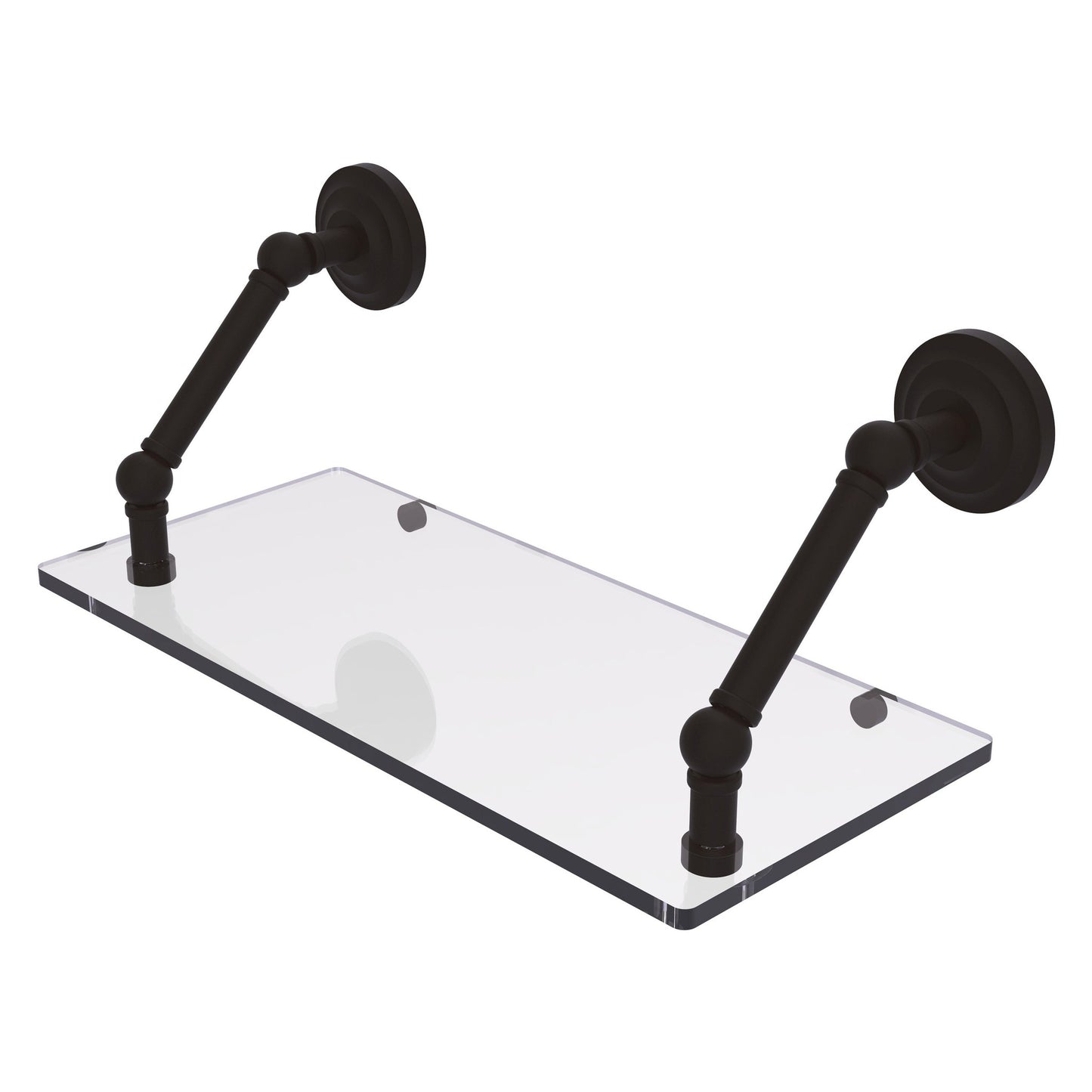 Allied Brass Prestige Que New 18" x 8" Oil Rubbed Bronze Solid Brass 18-Inch Floating Glass Shelf