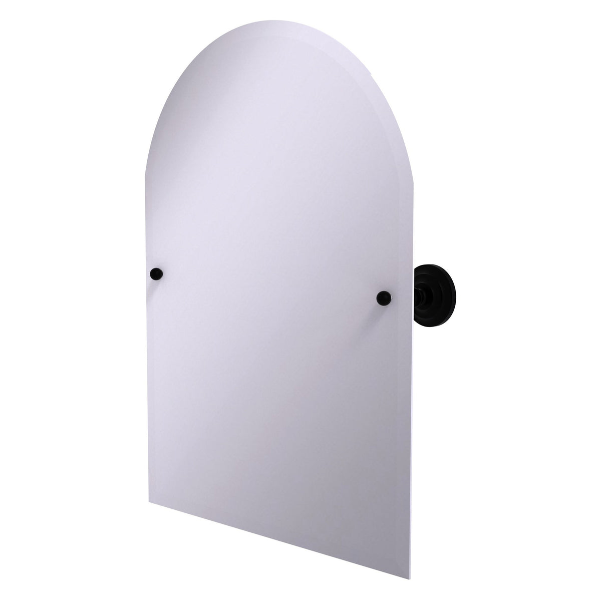 Allied Brass Prestige Que New 21" x 26" Matte Black Solid Brass Frameless Arched Top Tilt Mirror With Beveled Edge