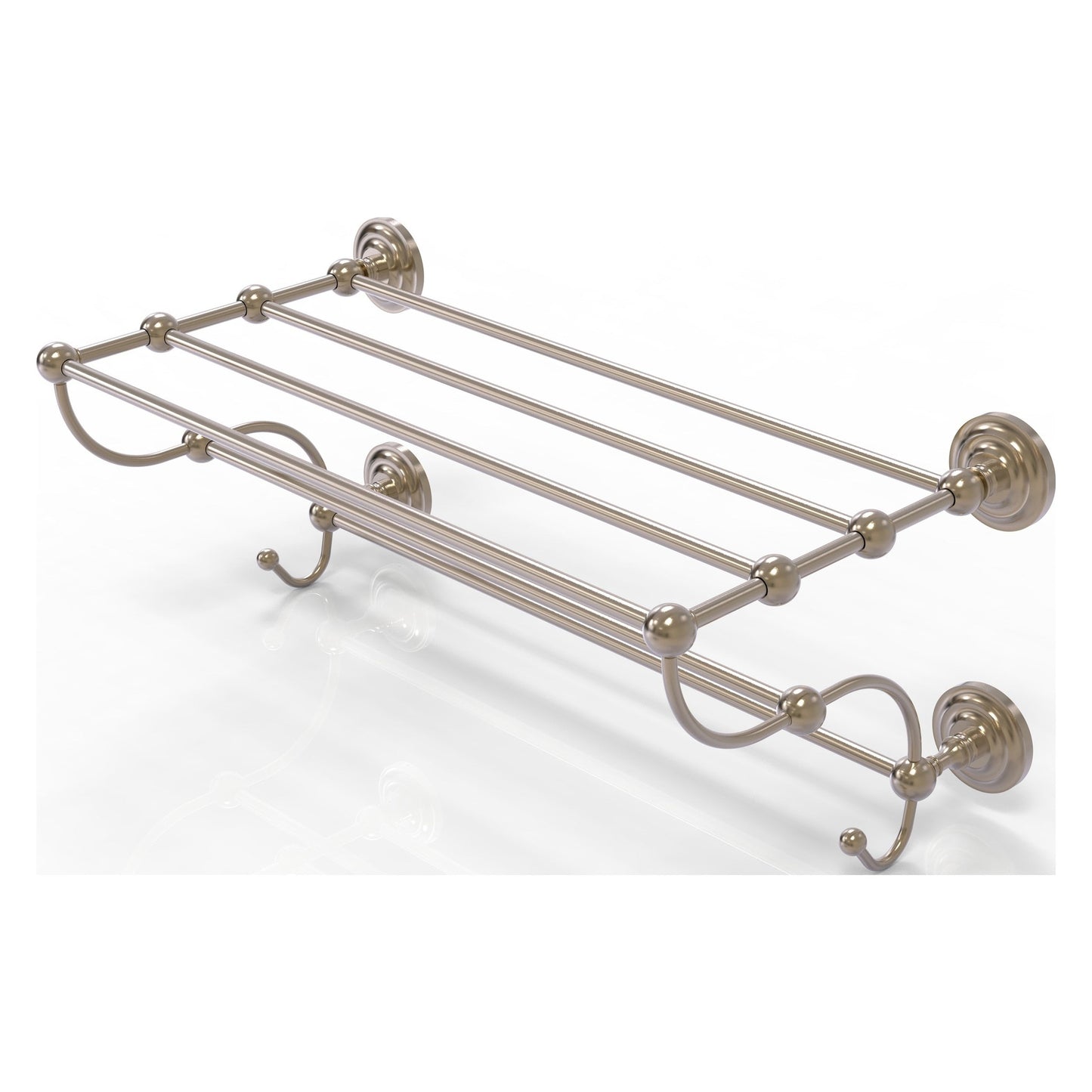Allied Brass Prestige Que New 24" x 14" Antique Pewter Solid Brass 24-Inch Train Rack Towel Shelf