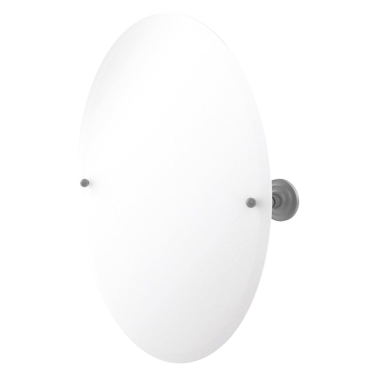 Allied Brass Prestige Que New 26" x 21" Matte Gray Solid Brass Frameless Oval Tilt Mirror With Beveled Edge