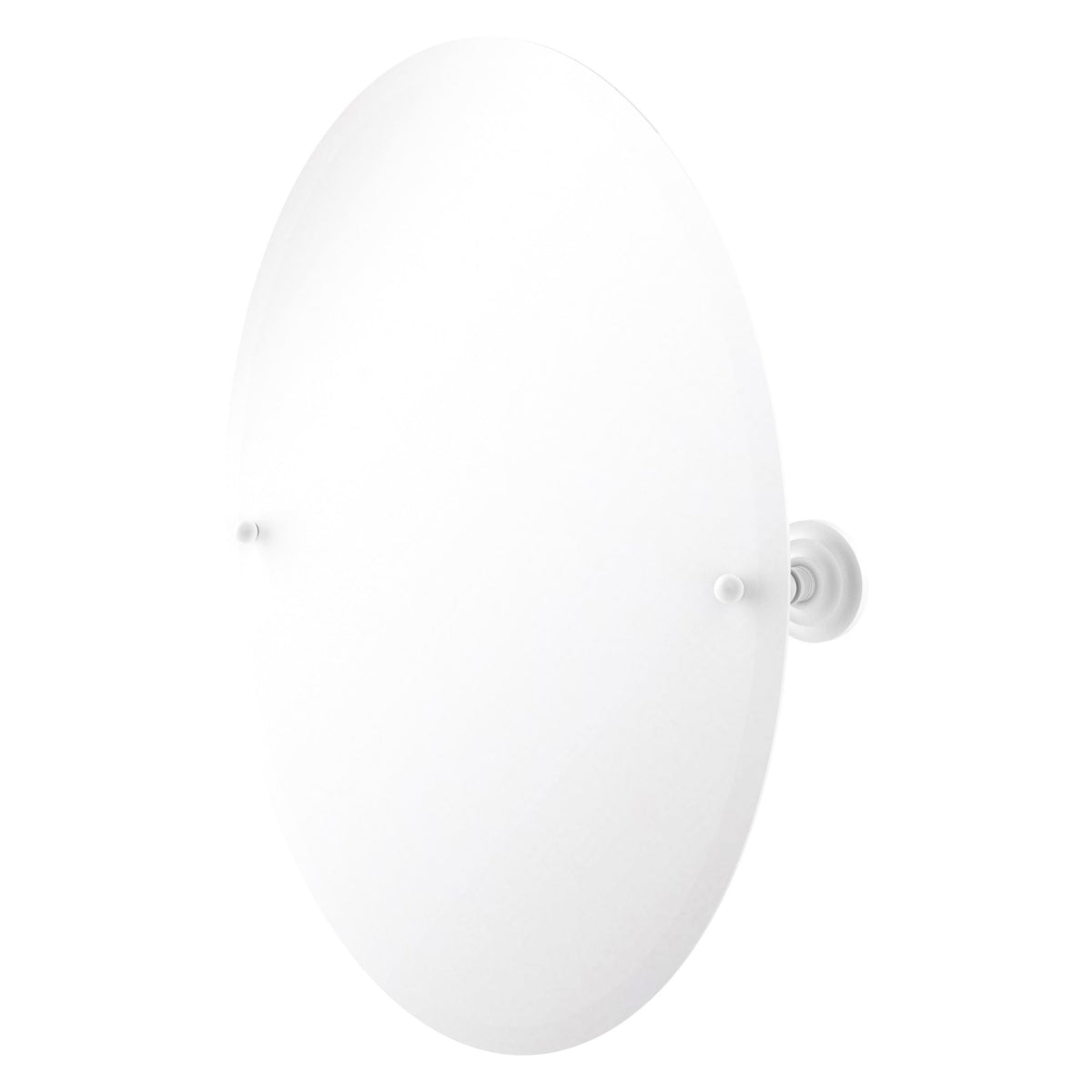 Allied Brass Prestige Que New 26" x 21" Matte White Solid Brass Frameless Oval Tilt Mirror With Beveled Edge