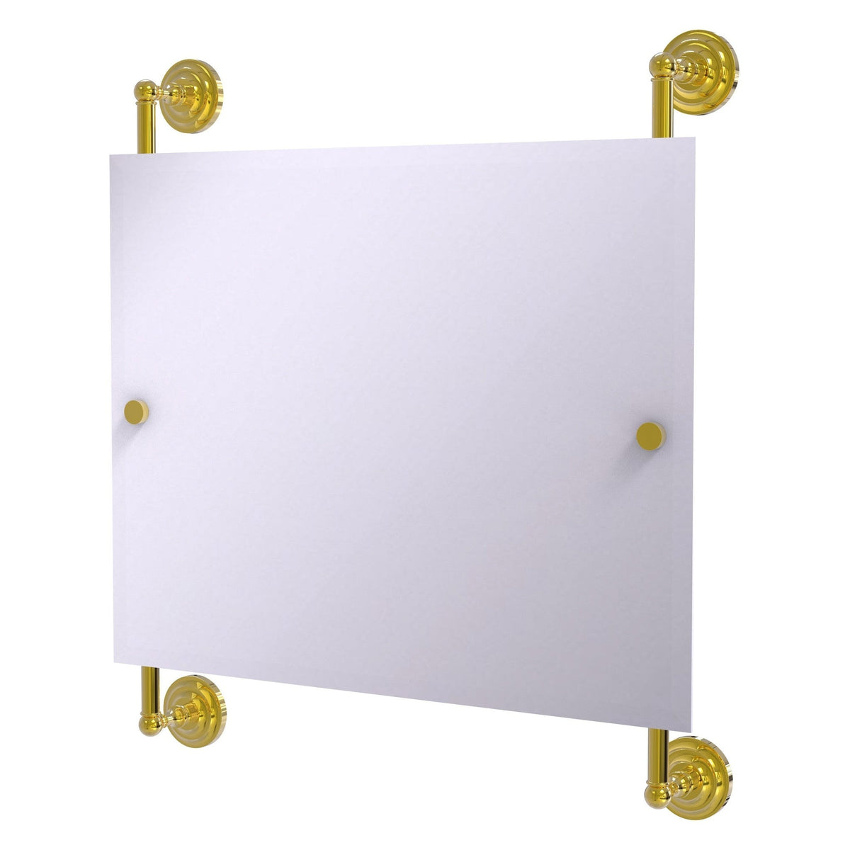 Allied Brass Prestige Que New 26" x 3.8" Polished Brass Solid Brass Landscape Rectangular Frameless Rail Mounted Mirror