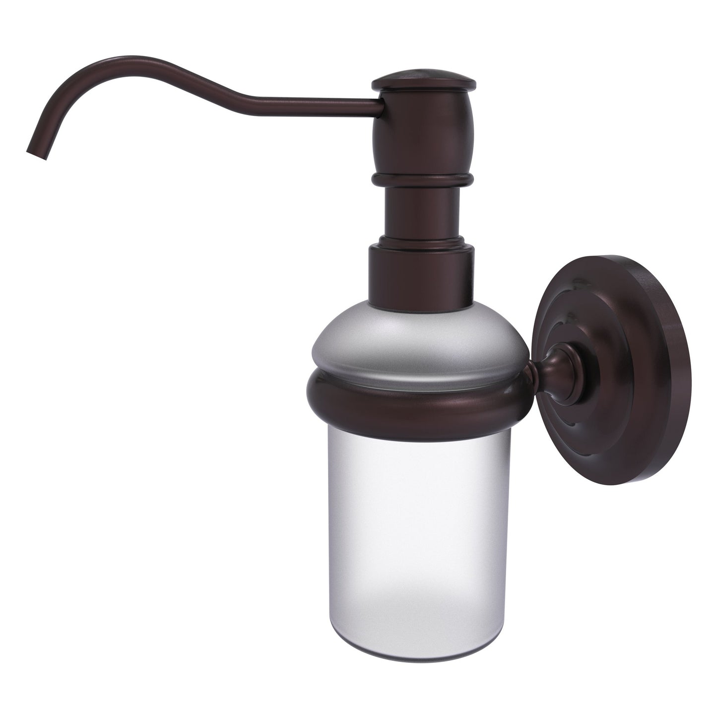 Allied Brass Prestige Que New 3" x 3" Antique Bronze Solid Brass Wall-Mounted Soap Dispenser