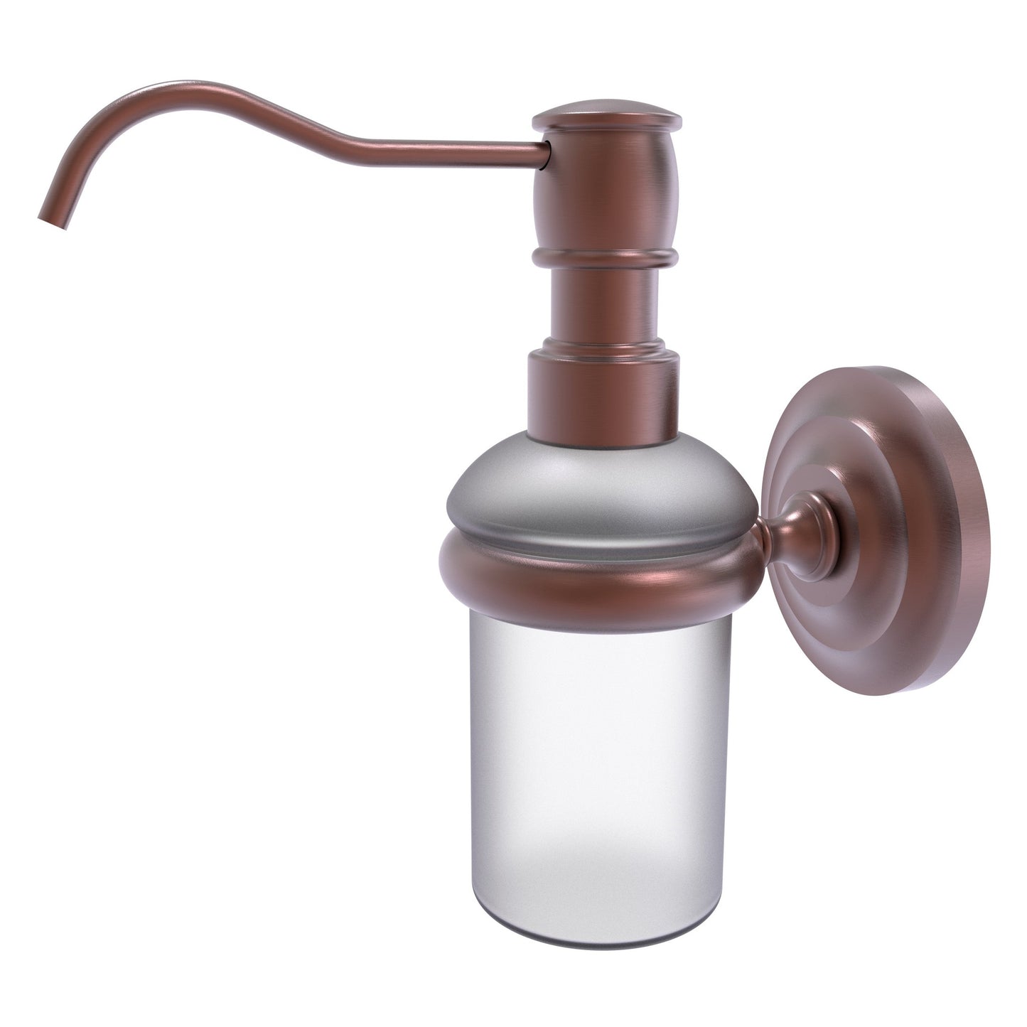 Allied Brass Prestige Que New 3" x 3" Antique Copper Solid Brass Wall-Mounted Soap Dispenser