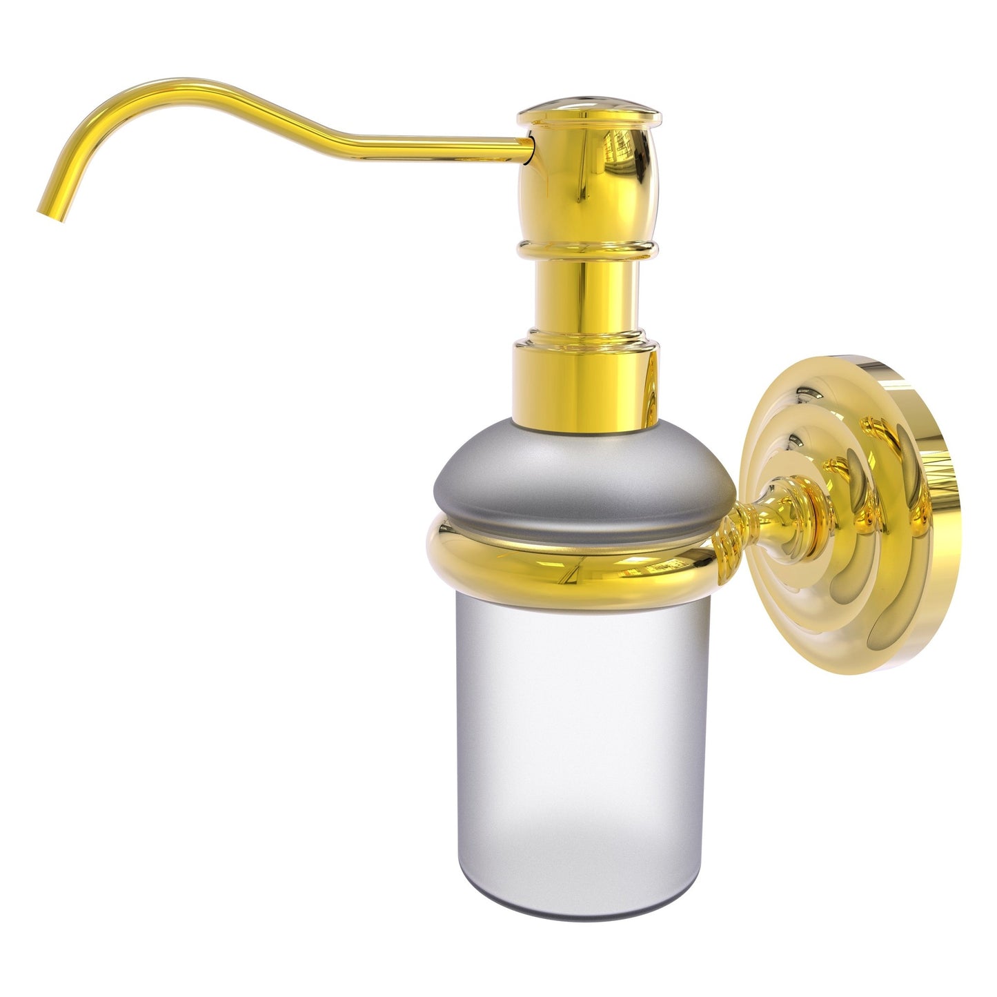 Allied Brass Prestige Que New 3" x 3" Polished Brass Solid Brass Wall-Mounted Soap Dispenser