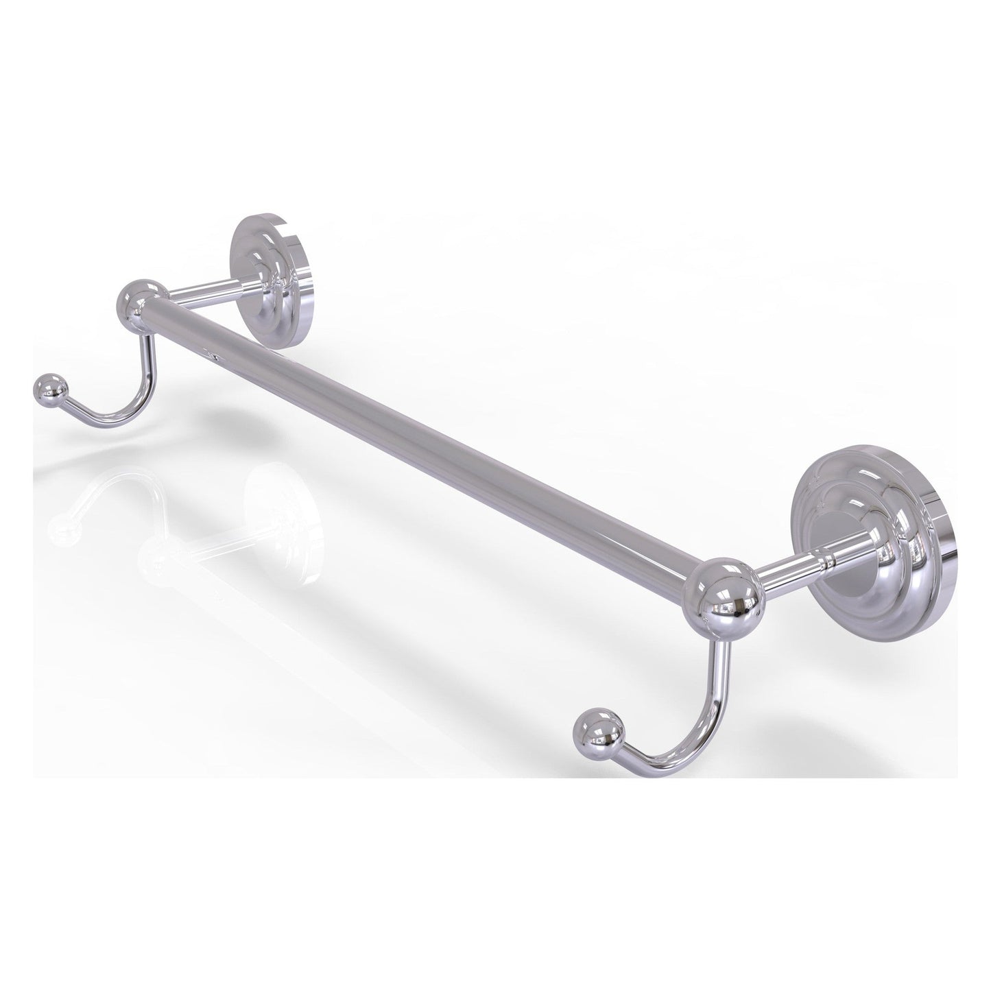 Allied Brass Prestige Que New 32.25" x 6" Polished Chrome Solid Brass 30-Inch Towel Bar With Integrated Hooks