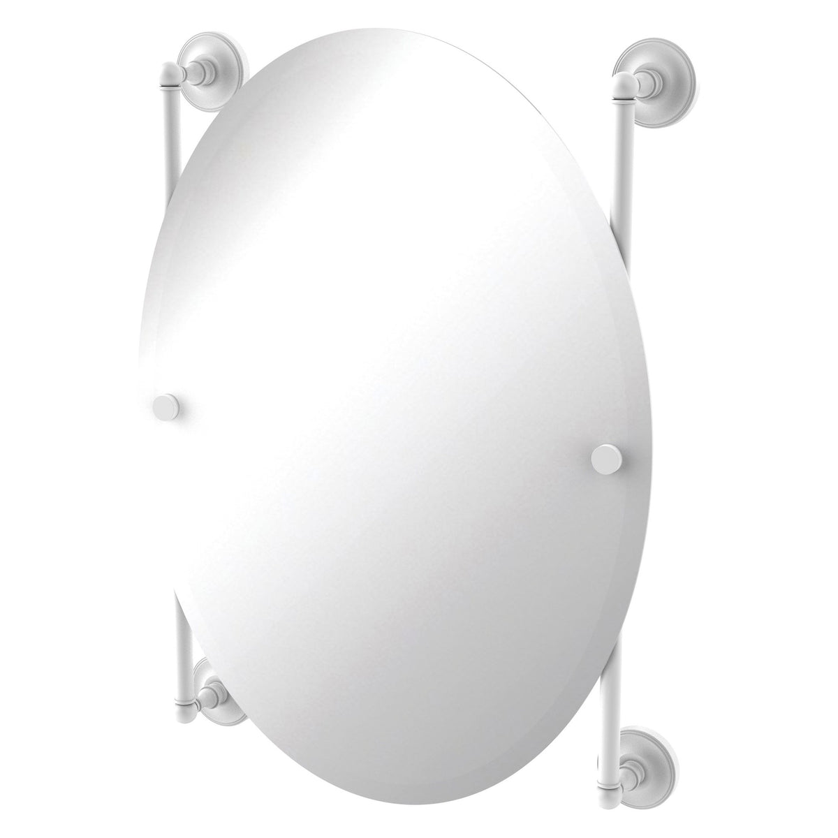Allied Brass Prestige Regal 21" x 3.8" Matte White Solid Brass Oval Frameless Rail-Mounted Mirror