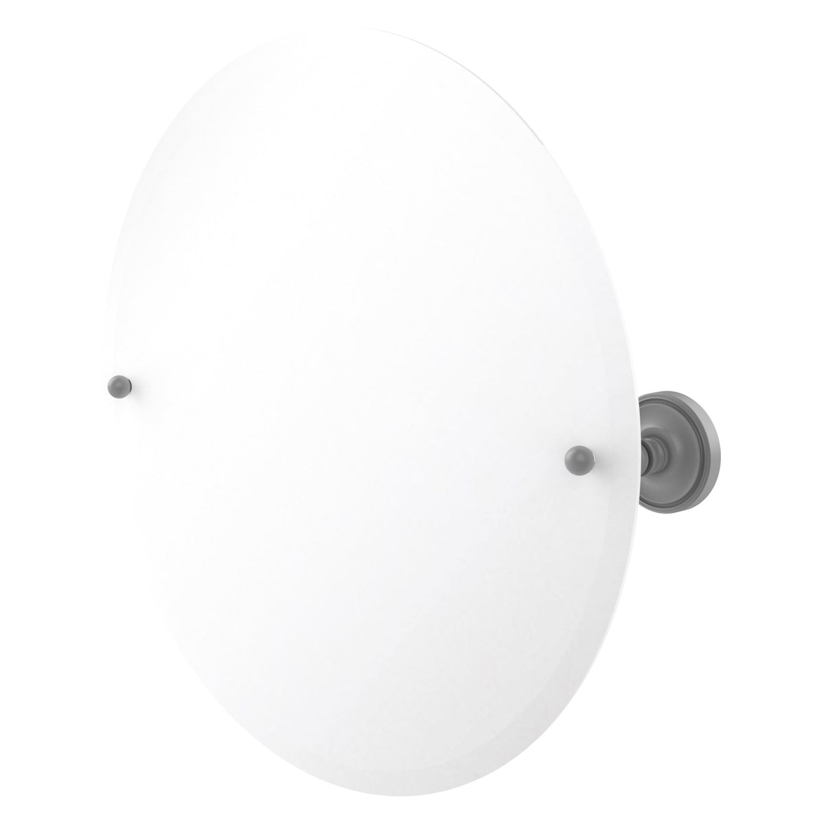 Allied Brass Prestige Regal 22" x 22" Matte Gray Solid Brass Frameless Round Tilt Mirror With Beveled Edge