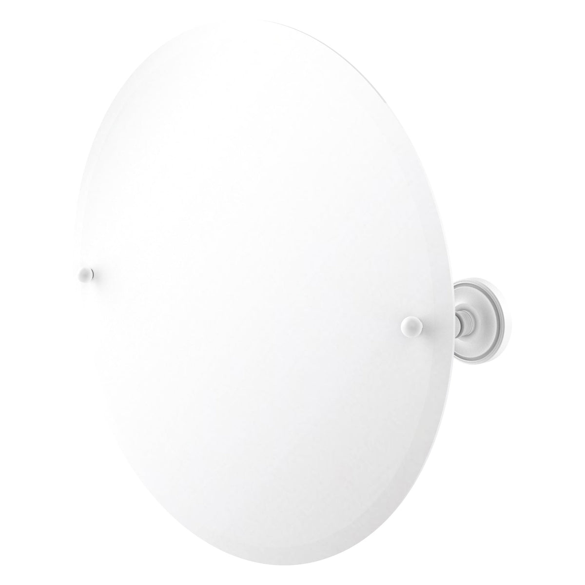 Allied Brass Prestige Regal 22" x 22" Matte White Solid Brass Frameless Round Tilt Mirror With Beveled Edge
