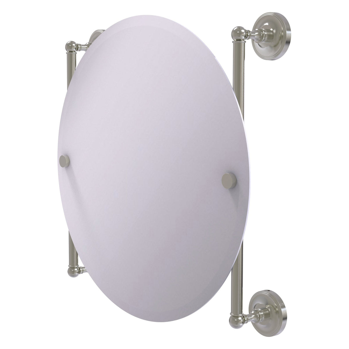 Allied Brass Prestige Regal 22" x 3.8" Satin Nickel Solid Brass Round Frameless Rail-Mounted Mirror