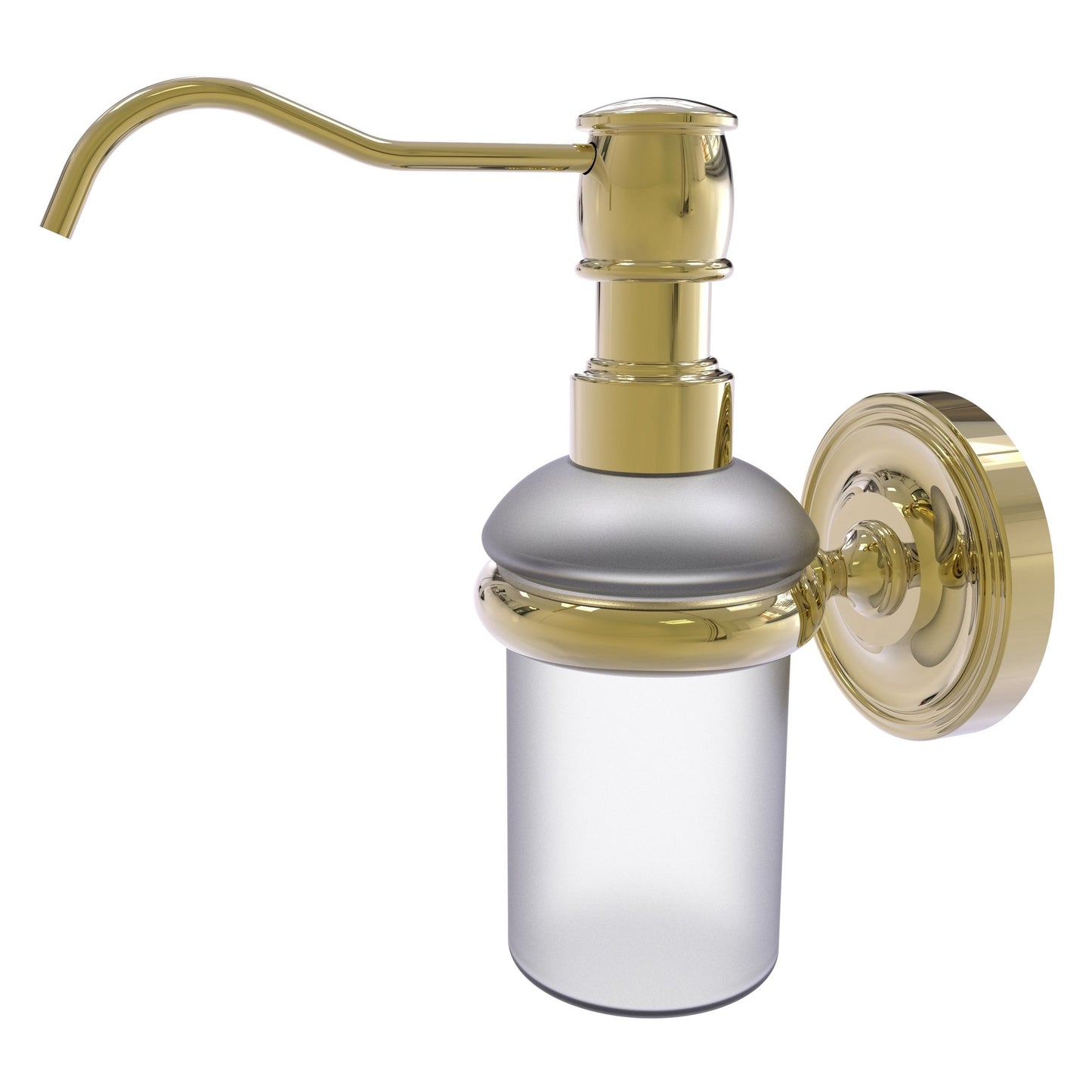Allied Brass Prestige Regal 3" x 3" Unlacquered Brass Solid Brass Wall-Mounted Soap Dispenser