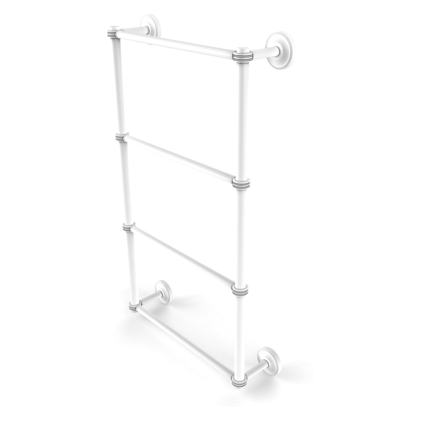 Allied Brass Prestige Regal 30" x 5.4" Matte White Solid Brass 4-Tier 30 Inch Ladder Towel Bar With Dotted Detail