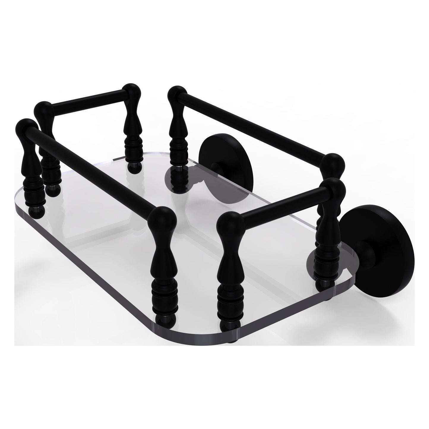 Allied Brass Prestige Skyline 10.25" x 8" Matte Black Solid Brass P1000-GT-6 Wall-Mounted Glass Guest Towel Tray