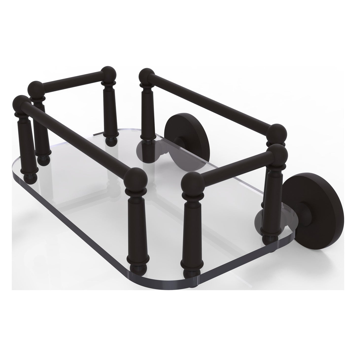 Allied Brass Prestige Skyline 10.25" x 8" Oil Rubbed Bronze Solid Brass P1000-GT-5 Wall-Mounted Glass Guest Towel Tray
