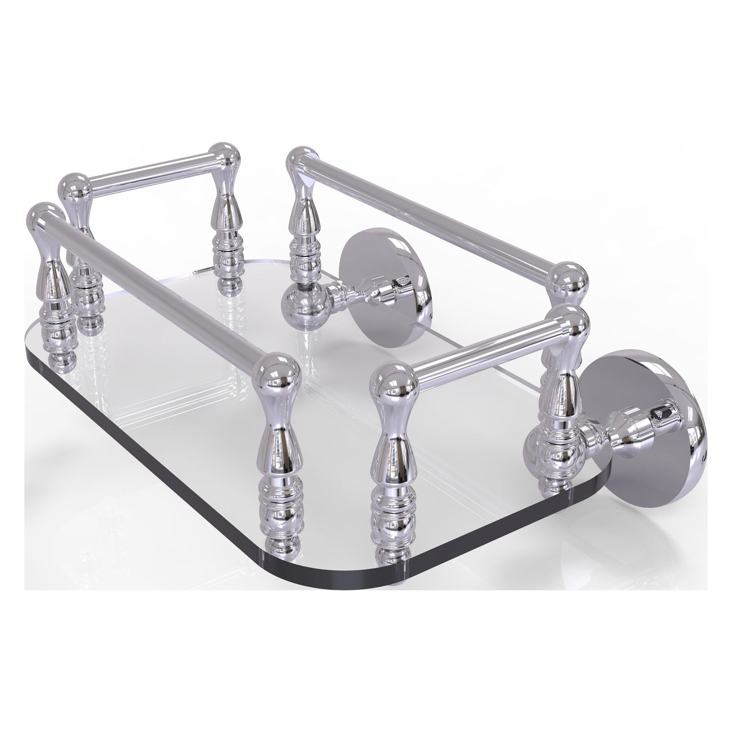 Allied Brass Prestige Skyline 10.25" x 8" Polished Chrome Solid Brass P1000-GT-6 Wall-Mounted Glass Guest Towel Tray