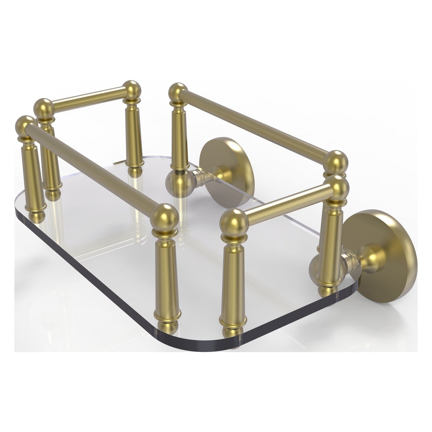 Allied Brass Prestige Skyline 10.25" x 8" Satin Brass Solid Brass P1000-GT-5 Wall-Mounted Glass Guest Towel Tray