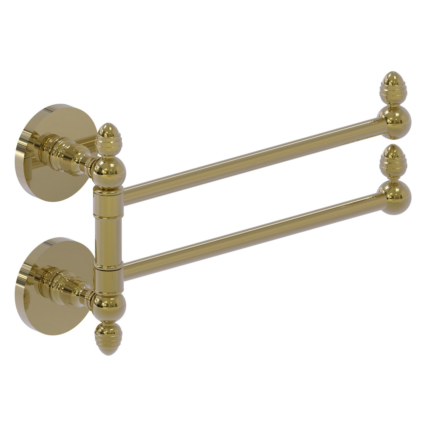 Allied Brass Prestige Skyline 12.5" x 7" Unlacquered Brass Solid Brass 2-Swing Arm Towel Rail