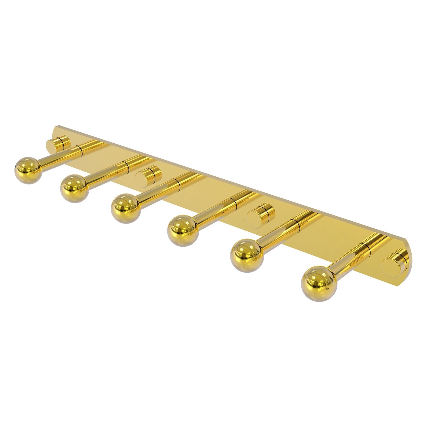 Allied Brass Prestige Skyline 15.5" x 3" Polished Brass Solid Brass 6-Position Tie and Belt Rack