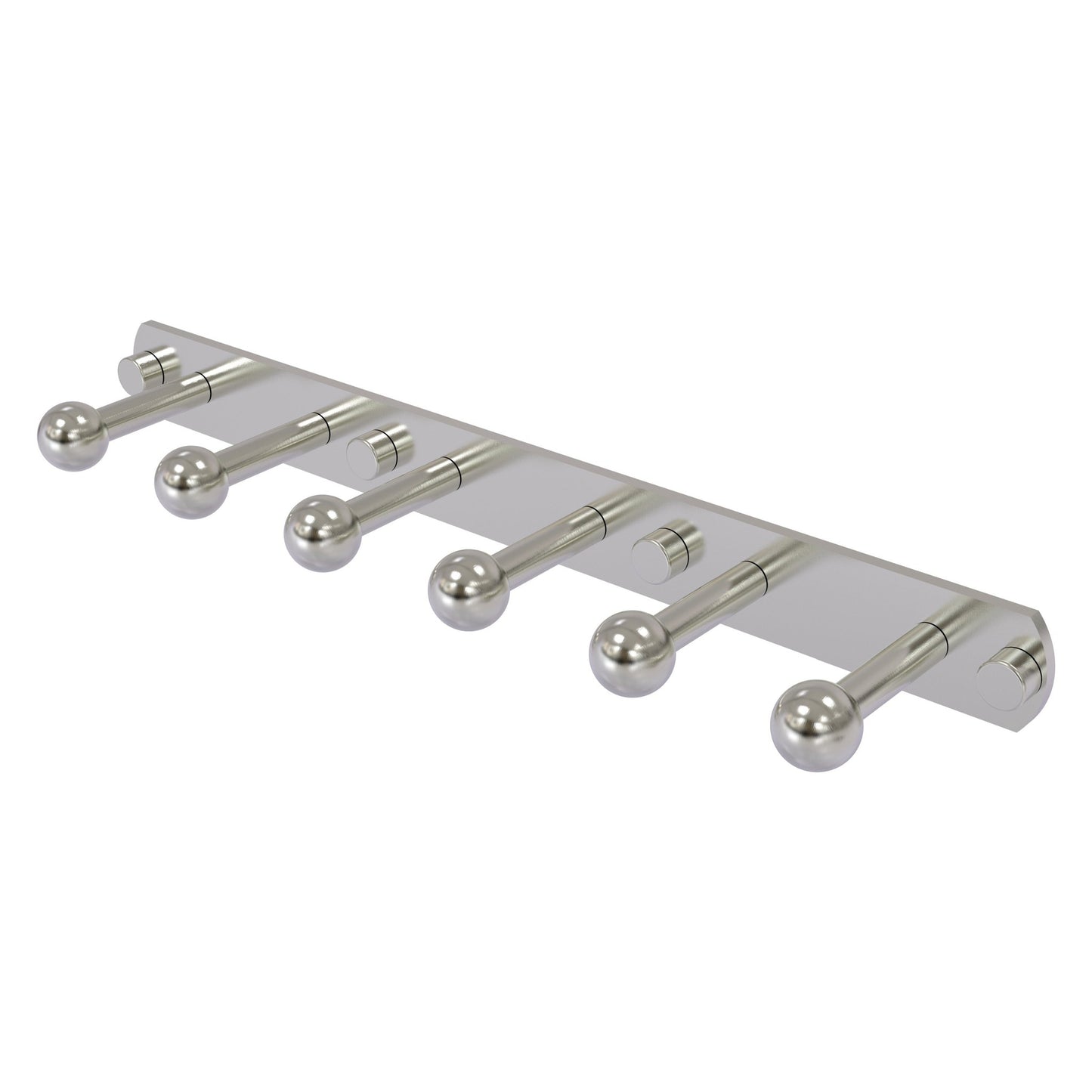 Allied Brass Prestige Skyline 15.5" x 3" Satin Nickel Solid Brass 6-Position Tie and Belt Rack